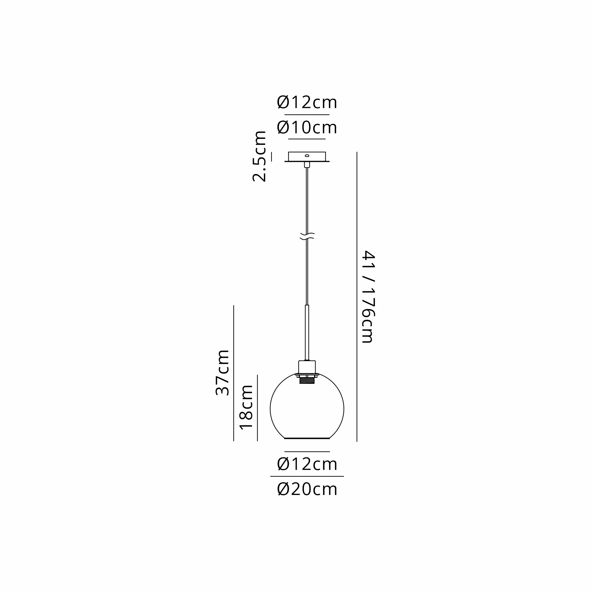 DK1167  Lori 1.7m Single Pendant, 1 Light Adjustable E27, Antique Gold/Clear Open Mouth Round Globe Shades